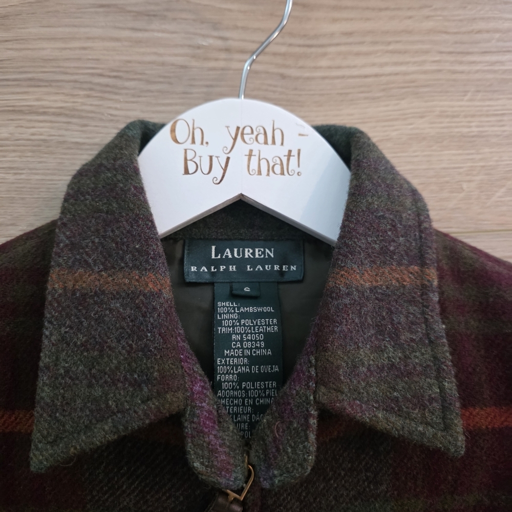 PRISTINE Lauren Ralph Lauren Plaid Jacket Shacket Size Small Suede Elbow Patches - Picture 8 of 11